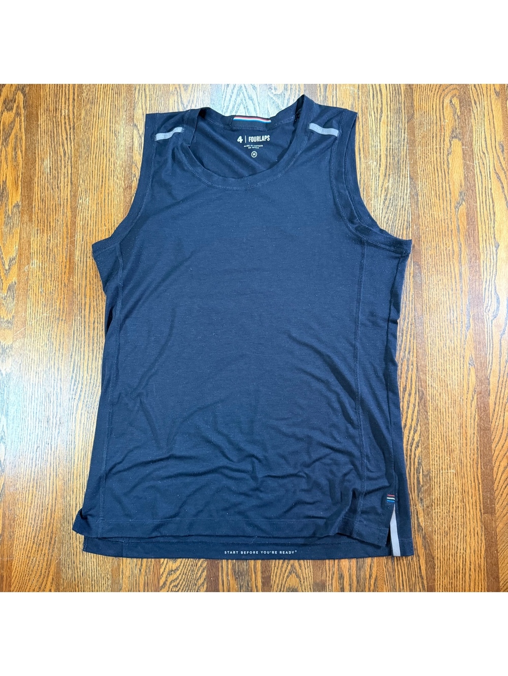 Fourlaps Level Tech Tank Top Mens Black Athletic Running Gym Workout Muscle M